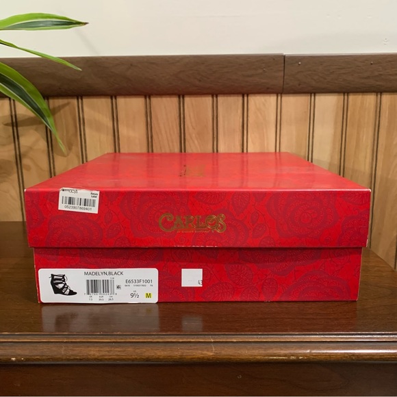 NIB Carlos Madelyn Black Strappy Lace Up Wedge Heel Sandal (9.5) - Picture 9 of 9